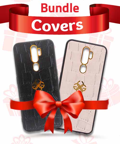 Bundle Of New Design Gold Logo  Back Mobile Cover For Oppo A5 2020 2 Pieces - Multi Color