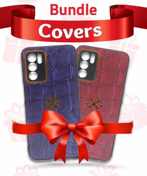 Bundle Of New Design Gold Logo  Back Mobile Cover For Oppo A16 2 Pieces - Multi Color