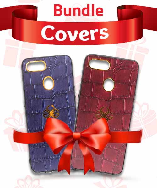 Bundle Of New Design Gold Logo  Back Mobile Cover For  Oppo F9 2 Pieces - Multi Color