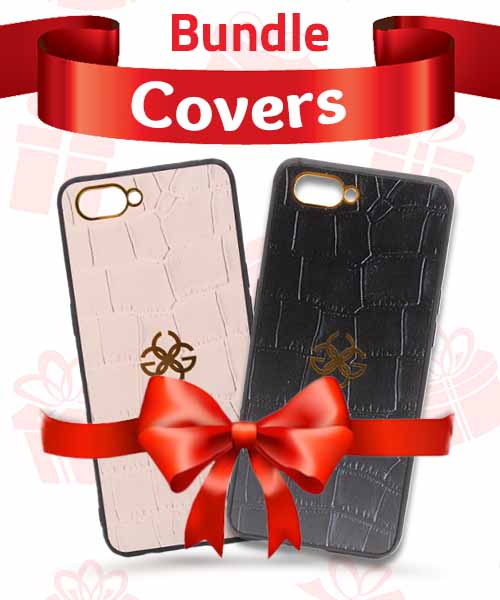 Bundle Of New Design Gold Logo  Back Mobile Cover For Oppo A3S 2 Pieces - Multi Color