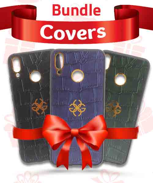 Bundle Of New Design Gold Logo  Back Mobile Cover For Huawei Y9 2019 3 Pieces - Multi Color