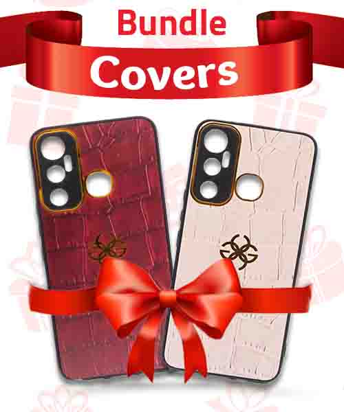 Bundle Of New Design Gold Logo  Back Mobile Cover For Infinix Hot 11  2 Pieces - Multi Color