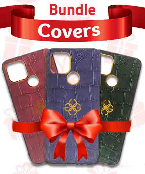 Bundle Of New Design Gold Logo  Back Mobile Cover For Oppo A15 3 Pieces - Multi Color