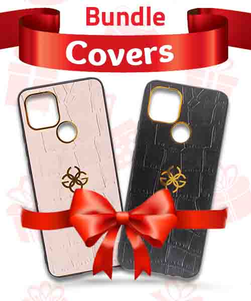 Bundle Of New Design Gold Logo  Back Mobile Cover For Oppo A15 2 Pieces - Multi Color
