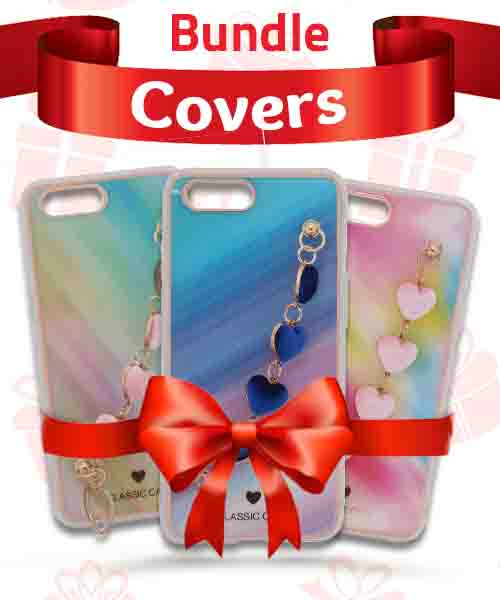 Bundle Of My Choice  Sparkle Love Hearts Cover With Strap Bracelet Back Mobile Cover For Oppo A3S  3 Pieces - Multi Color