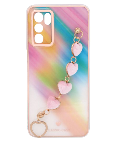Bundle Of My Choice  Sparkle Love Hearts Cover With Strap Bracelet Back Mobile Cover For Oppo A16 3 Pieces - Multi Color