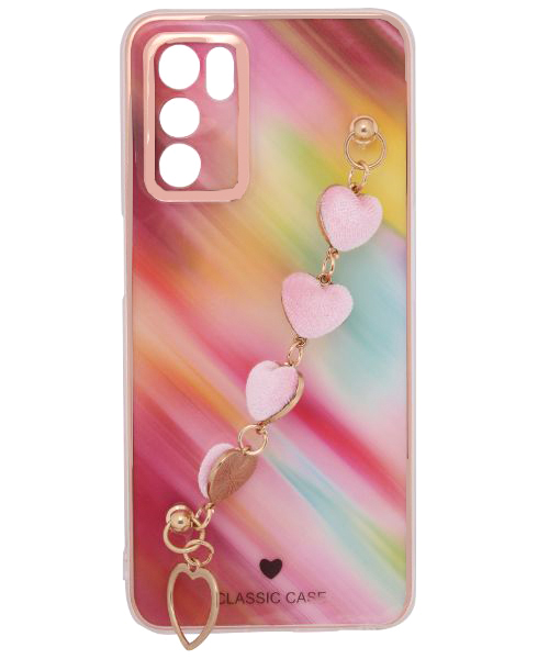 Bundle Of My Choice  Sparkle Love Hearts Cover With Strap Bracelet Back Mobile Cover For Oppo A16 3 Pieces - Multi Color