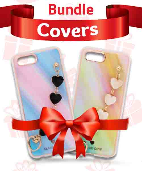 Bundle Of My Choice  Sparkle Love Hearts Cover With Strap Bracelet Back Mobile Cover For Oppo A1 K 2 Pieces - Multi Color