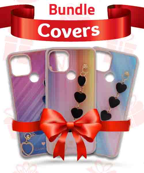 Bundle Of My Choice  Sparkle Love Hearts Cover With Strap Bracelet Back Mobile Cover For Oppo A16 K 3 Pieces - Multi Color