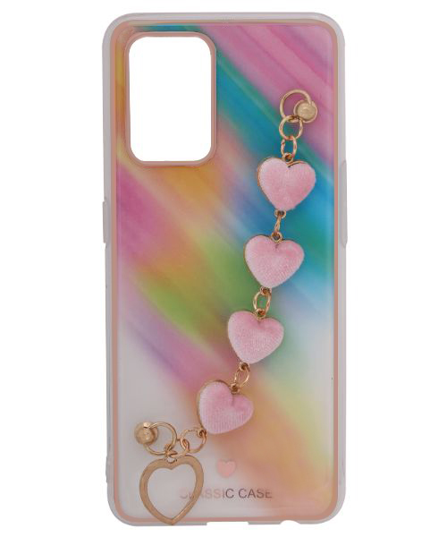 Bundle Of My Choice  Sparkle Love Hearts Cover With Strap Bracelet Back Mobile Cover For Oppo A95 3 Pieces - Multi Color