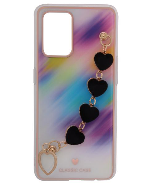 Bundle Of My Choice  Sparkle Love Hearts Cover With Strap Bracelet Back Mobile Cover For Oppo A95 3 Pieces - Multi Color