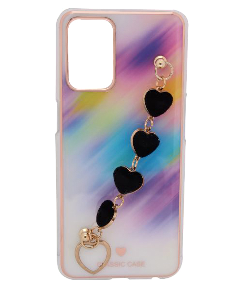 Bundle Of My Choice  Sparkle Love Hearts Cover With Strap Bracelet Back Mobile Cover For Oppo A54 3 Pieces - Multi Color