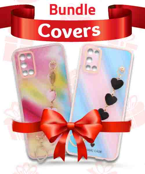 Bundle Of My Choice  Sparkle Love Hearts Cover With Strap Bracelet Back Mobile Cover For Oppo A52 2 Pieces - Multi Color