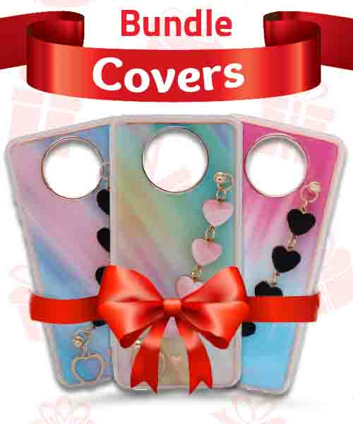 Bundle Of My Choice  Sparkle Love Hearts Cover With Strap Bracelet Back Mobile Cover For Xiaomi Poco X3 3 Pieces - Multi Color