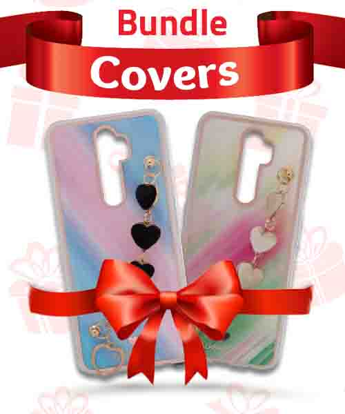Bundle Of My Choice  Sparkle Love Hearts Cover With Strap Bracelet Back Mobile Cover For Oppo A5 2020 2 Pieces - Multi Color