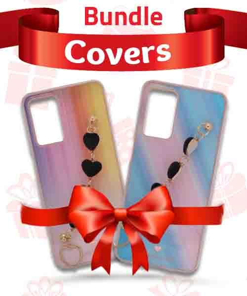 Bundle Of My Choice  Sparkle Love Hearts Cover With Strap Bracelet Back Mobile Cover For Oppo A551 2 Pieces - Multi Color