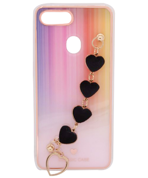 Bundle Of My Choice  Sparkle Love Hearts Cover With Strap Bracelet Back Mobile Cover For Oppo F9 2 Pieces - Multi Color