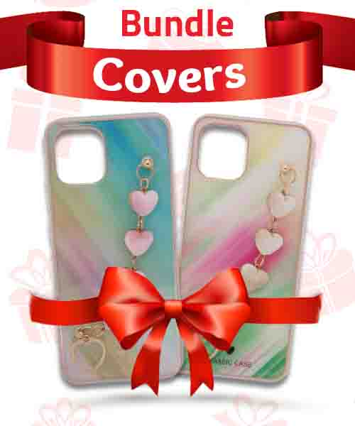 Bundle Of My Choice  Sparkle Love Hearts Cover With Strap Bracelet Back Mobile Cover For Samsung Galaxy A03 2 Pieces - Multi Color
