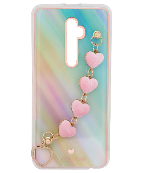 Bundle Of My Choice  Sparkle Love Hearts Cover With Strap Bracelet Back Mobile Cover For Oppo Reno 2F 2 Pieces - Multi Color