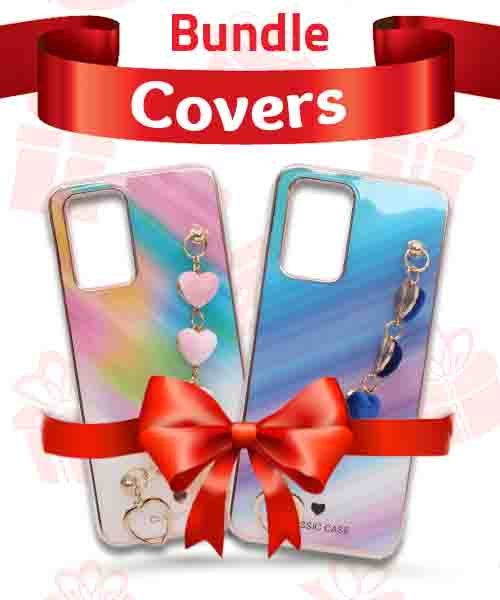 Bundle Of My Choice  Sparkle Love Hearts Cover With Strap Bracelet Back Mobile Cover For Xiaomi Redmi 10 2 Pieces - Multi Color