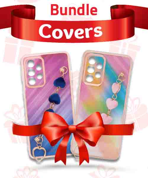 Bundle Of My Choice  Sparkle Love Hearts Cover With Strap Bracelet Back Mobile Cover For Samsung Galaxy A33 5G 2 Pieces - Multi Color