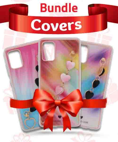 Bundle Of My Choice  Sparkle Love Hearts Cover With Strap Bracelet Back Mobile Cover For Samsung Galaxy A71 3 Pieces - Multi Color