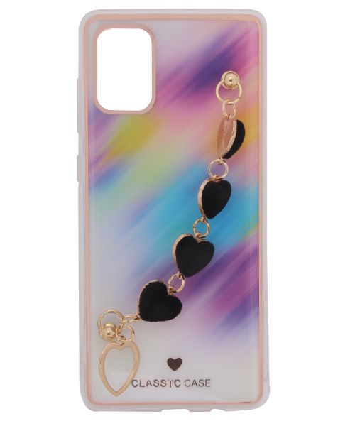 Bundle Of My Choice  Sparkle Love Hearts Cover With Strap Bracelet Back Mobile Cover For Samsung Galaxy A71 3 Pieces - Multi Color