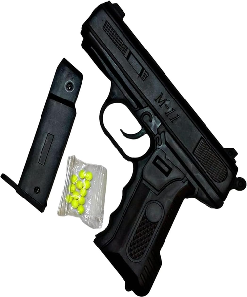 مسدس خرز  M-11 مع 12 خرزة، هدية للأولاد والبنات والأطفال، مسدسات خرز (أسود)