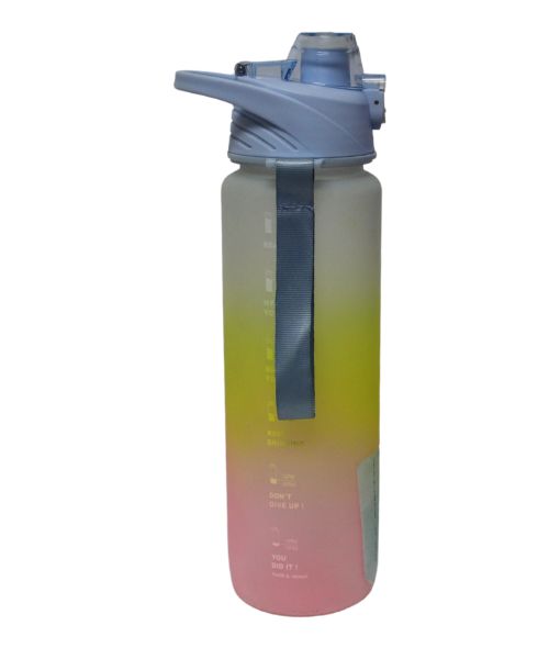 Acrylic Digital Water Bottle With Straw 1000 Ml - Multicolor