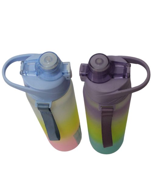 Acrylic Digital Water Bottle With Straw 1000 Ml - Multicolor