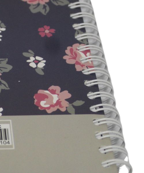 Yassin Floral Printed Wired Notebook With Pen A6 - Grey