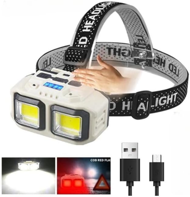 Waterproof LED Headlamp with COB Sensor, Headlamp, Camping, Fishing