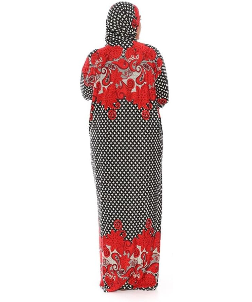 Floral Printed Prayer Dress For Women -  Black Red