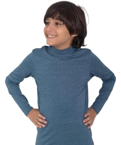 Solid Pullover Cotton Lycra Long Sleeve High Neck For Kids - Multi Color