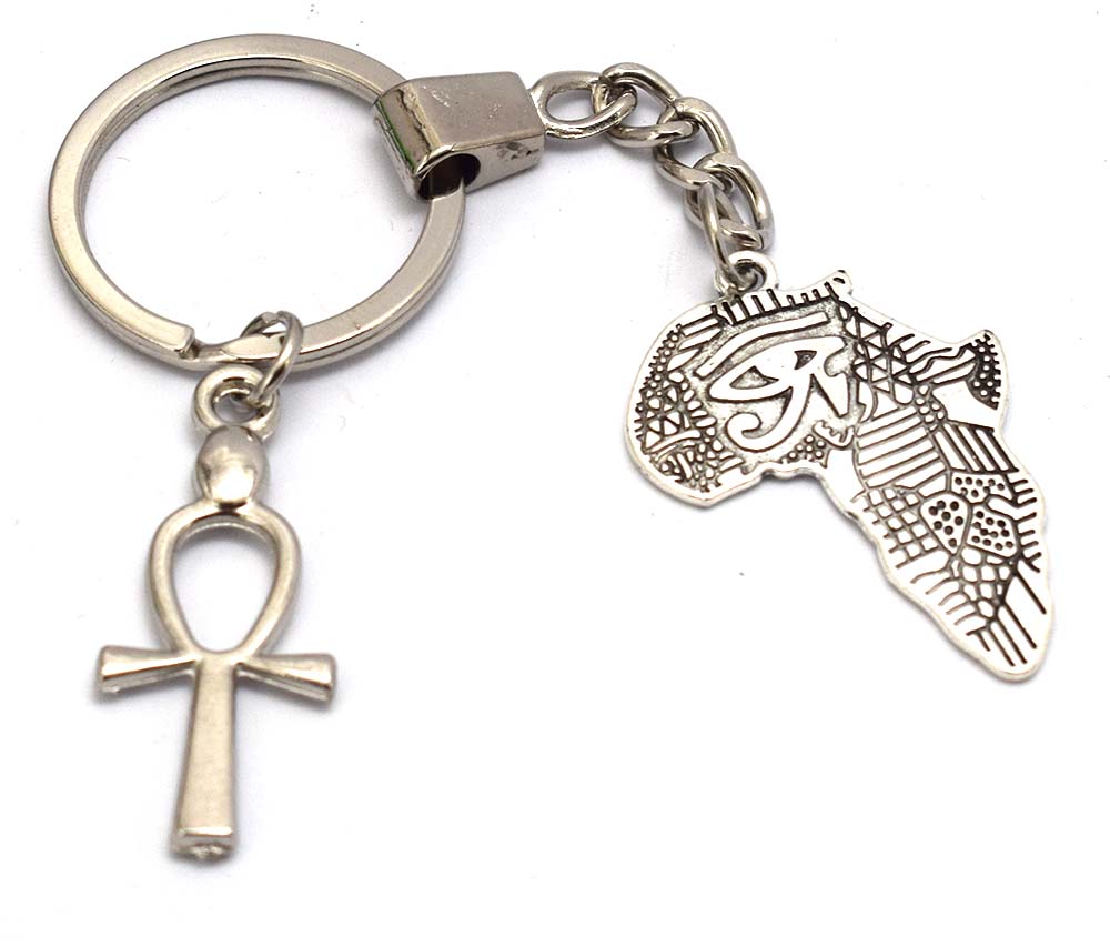 immatgar pharaonic Egyptian eye of horus and ankh key keychain Egyptian souvenirs gifts - Inspired Gift from Egypt ( Silver )