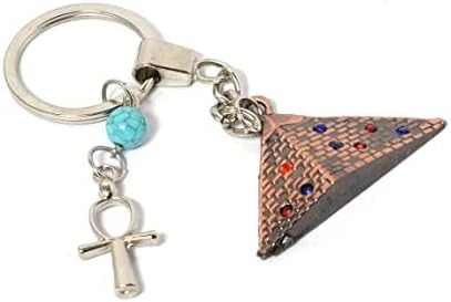 immatgar pharaonic Egyptian Pyramid with ankh key keychain Egyptian souvenirs gifts Inspired Gift from Egypt ( Burnt Red )