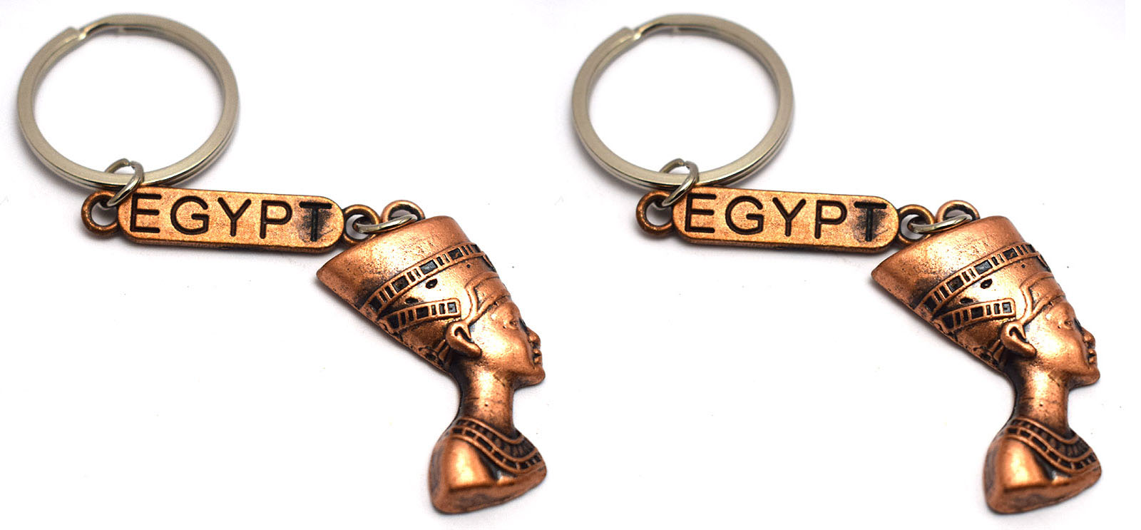2 قطعة ميدالية مفاتيح الملكة المصرية الفرعونية نفرتيتي هدايا تذكارية مصرية - هدية مستوحاة من مصر (أحمر محروق)
