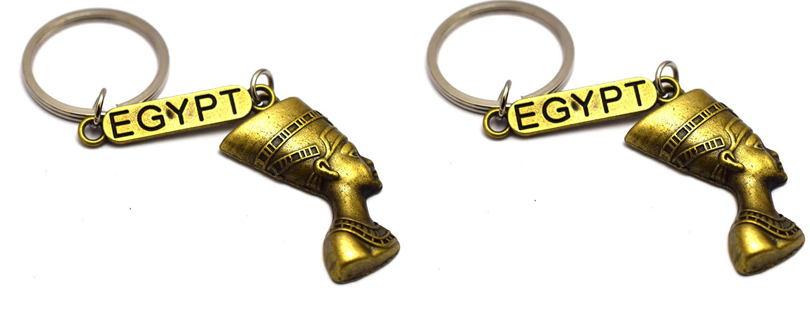 2 قطعة ميدالية مفاتيح الملكة المصرية الفرعونية نفرتيتي هدايا تذكارية مصرية - هدية مستوحاة من مصر (أصفر محروق)