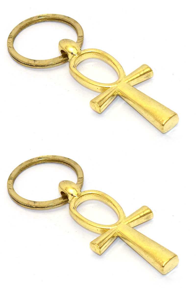 2 pieces of immatgar pharaonic Egyptian Ank Nile key keychain Egyptian souvenirs gifts - Inspired Gift from Egypt ( Golden )