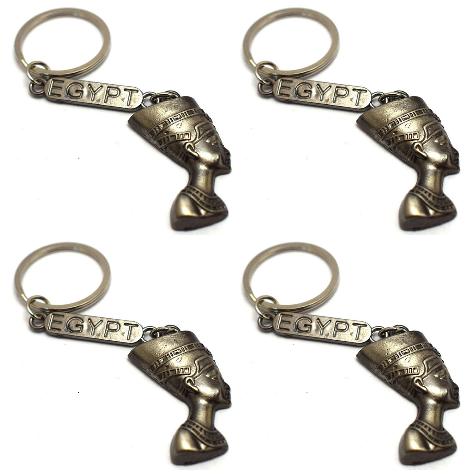 4 pieces of immatgar pharaonic Egyptian Queen Nefertiti keychain Egyptian souvenirs gifts - Inspired Gift from Egypt ( Light Black )