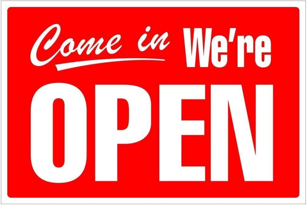 A hanging sign for store entrances, printed with a red background, two sides, open and closed, on HDF wood