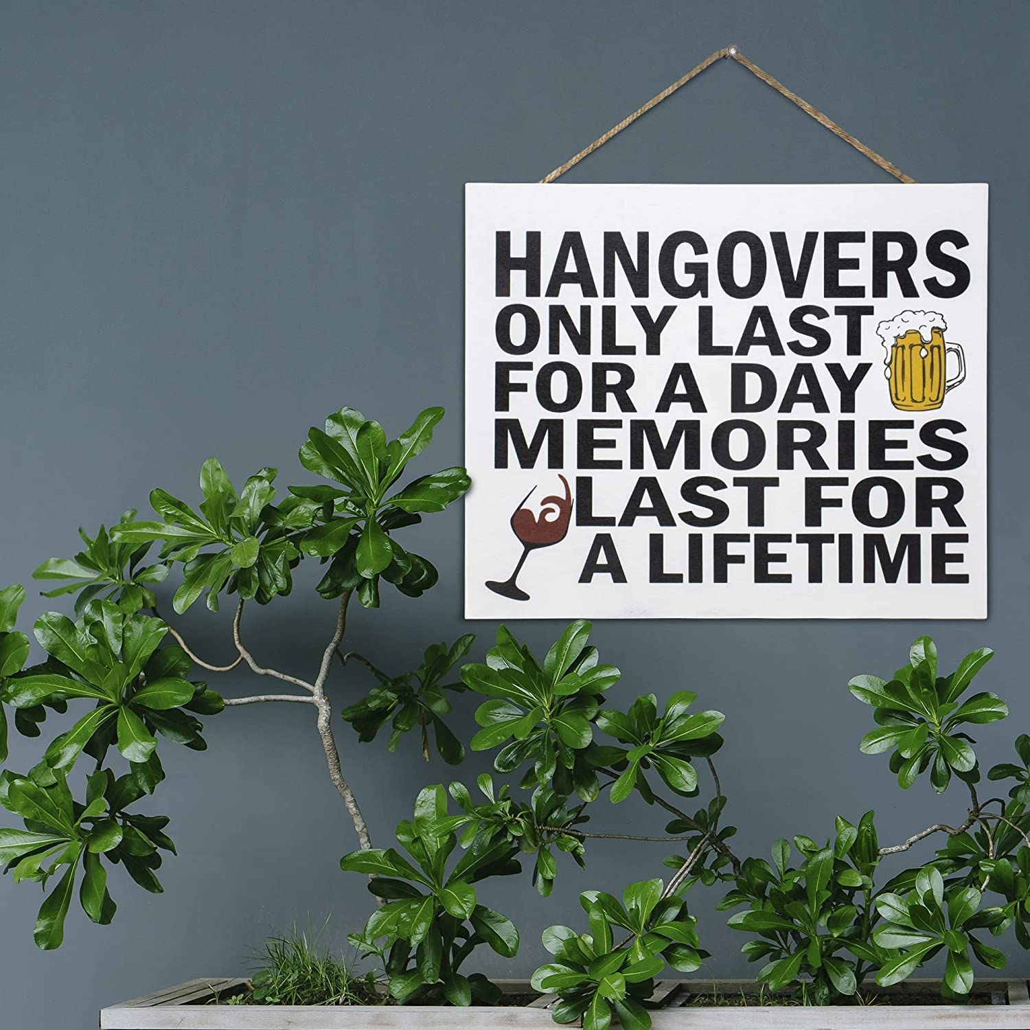 A delightful hanging sign printed on luxurious wood