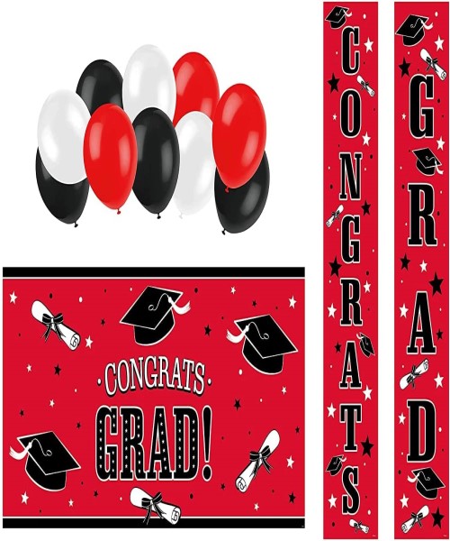Graduation party decoration set contains 3 banners and 10 colorful balloons