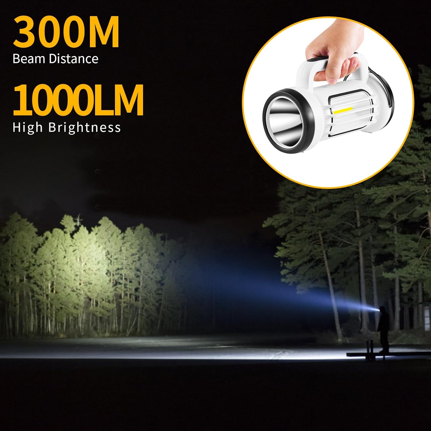 Rechargeable Flashlight, Ultra Bright 1000 Lumen LED Flashlight with 5 Lighting Modes, IPX6 Waterproof, for Camping, Hiking, Hunting and More