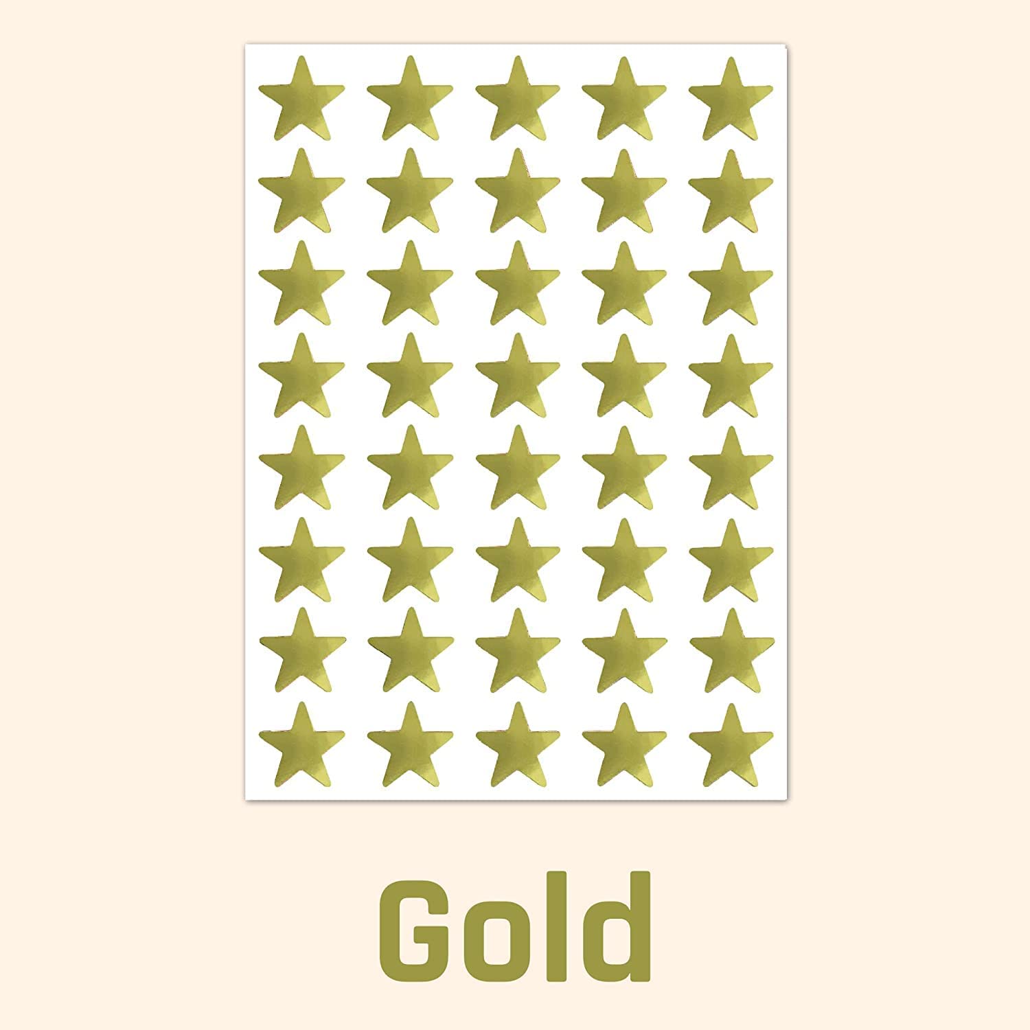 A set of adhesive stickers with a gold foil star design, 1000 pieces