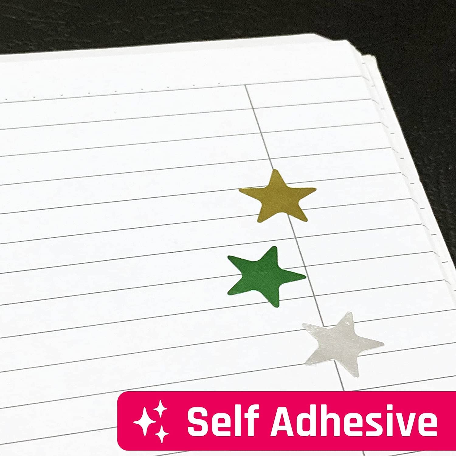 A set of adhesive stickers with a gold foil star design, 1000 pieces