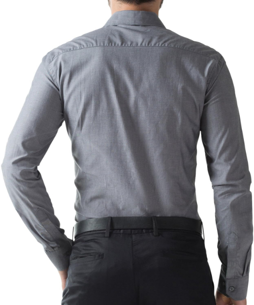 Solid Shirt Full Sleeve With Neck And Buttons For Men - Gery
