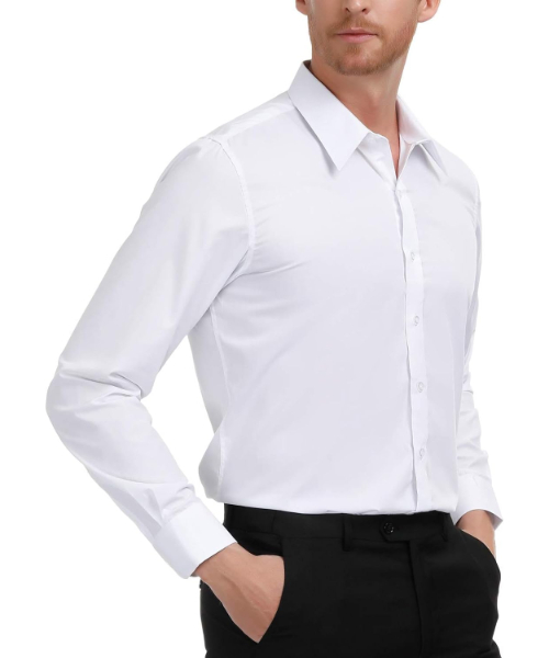 Solid Shirt Full Sleeve With Neck And Buttons For Men - White