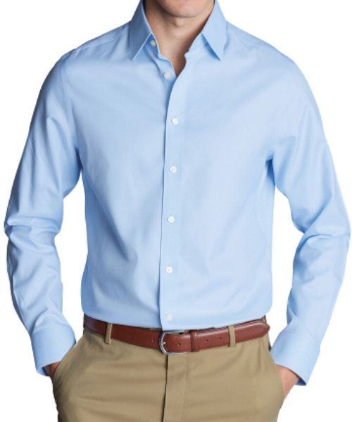 Solid Shirt Full Sleeve With Neck And Buttons For Men - Light Blue