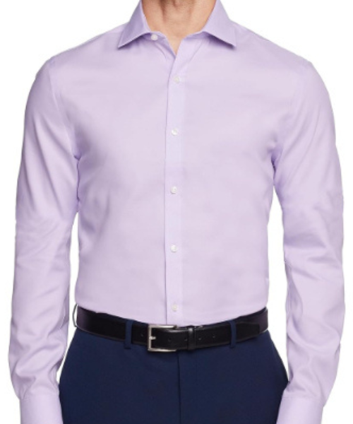 Solid Shirt Full Sleeve With Neck And Buttons For Men - Light Purple
